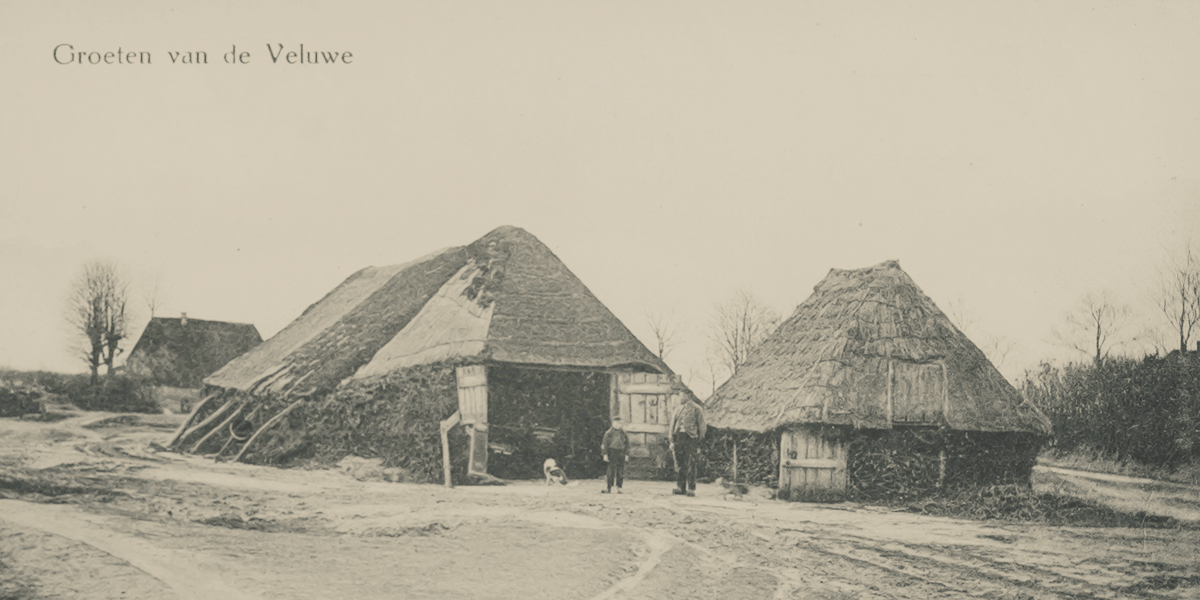 Zwart wit foto met boerderij uit Elspeet